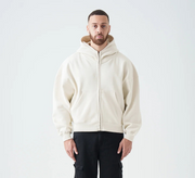 14 OZ Ivory Full-Zip Fleece Hoodie