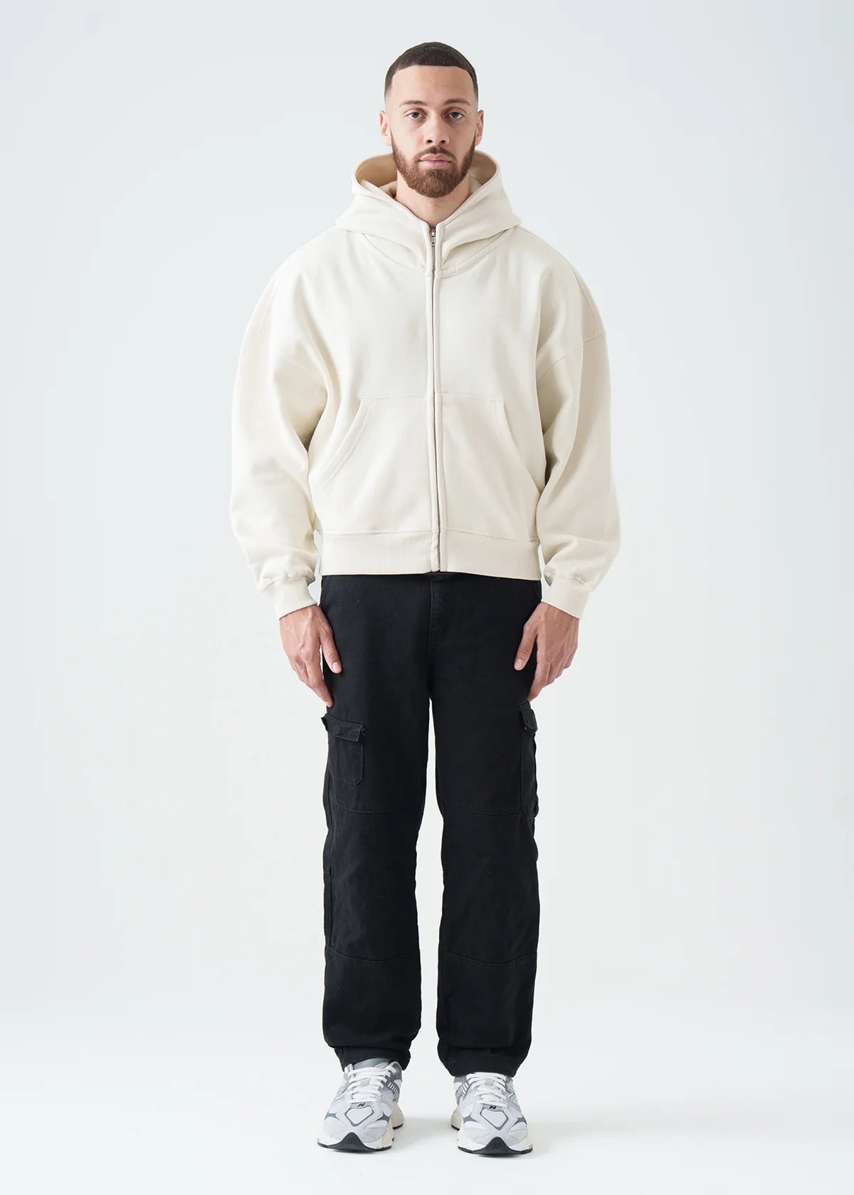 14 OZ Ivory Full-Zip Fleece Hoodie
