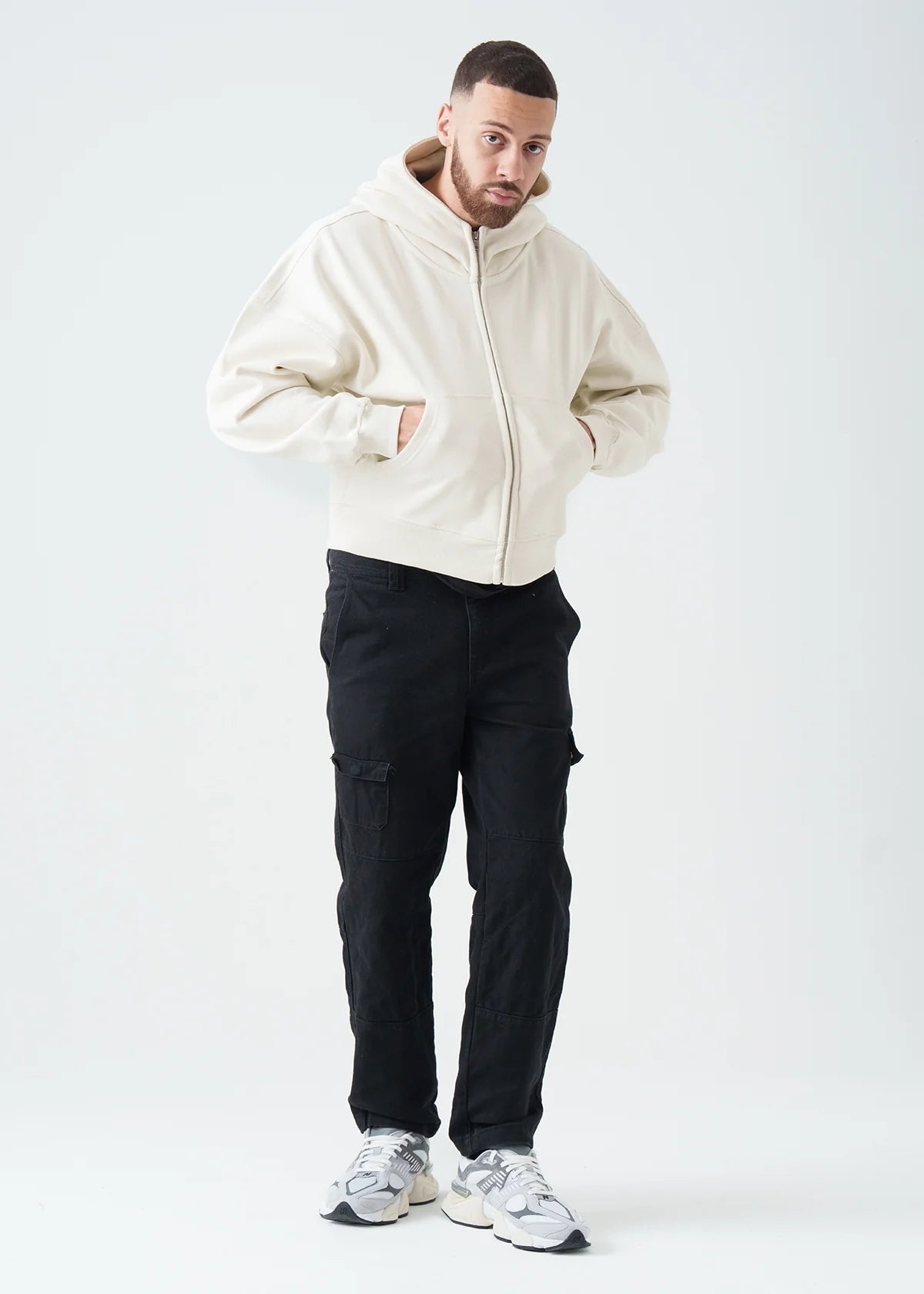 14 OZ Ivory Full-Zip Fleece Hoodie
