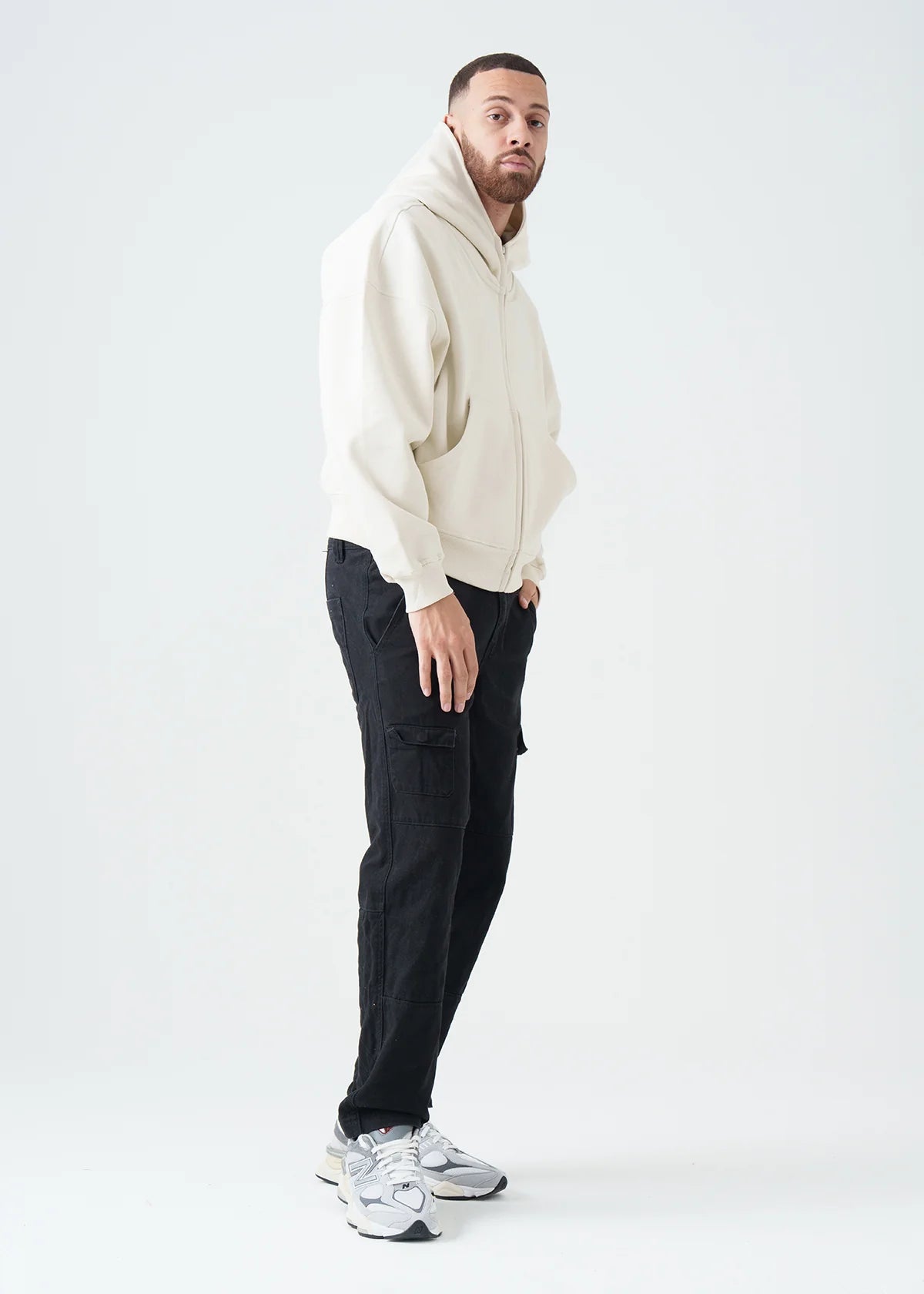14 OZ Ivory Full-Zip Fleece Hoodie