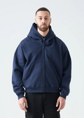 14 OZ Navy Blue Oversized Heavyweight Full-Zip Sweatshirt