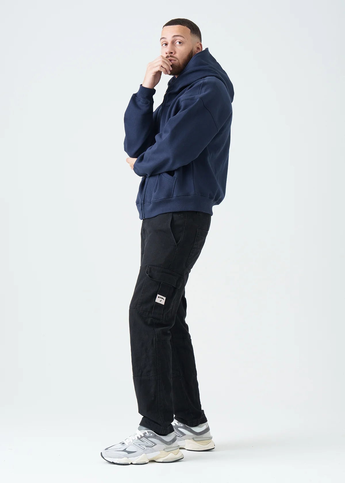 Navy Blue Oversized Heavyweight Full-Zip Sweatshirt