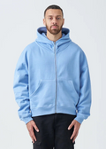 14 OZ Powder Blue Oversized Heavyweight Full-Zip Sweatshirt