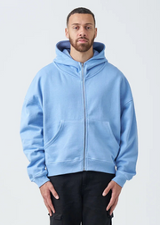 14 OZ Powder Blue Full-Zip Fleece Hoodie