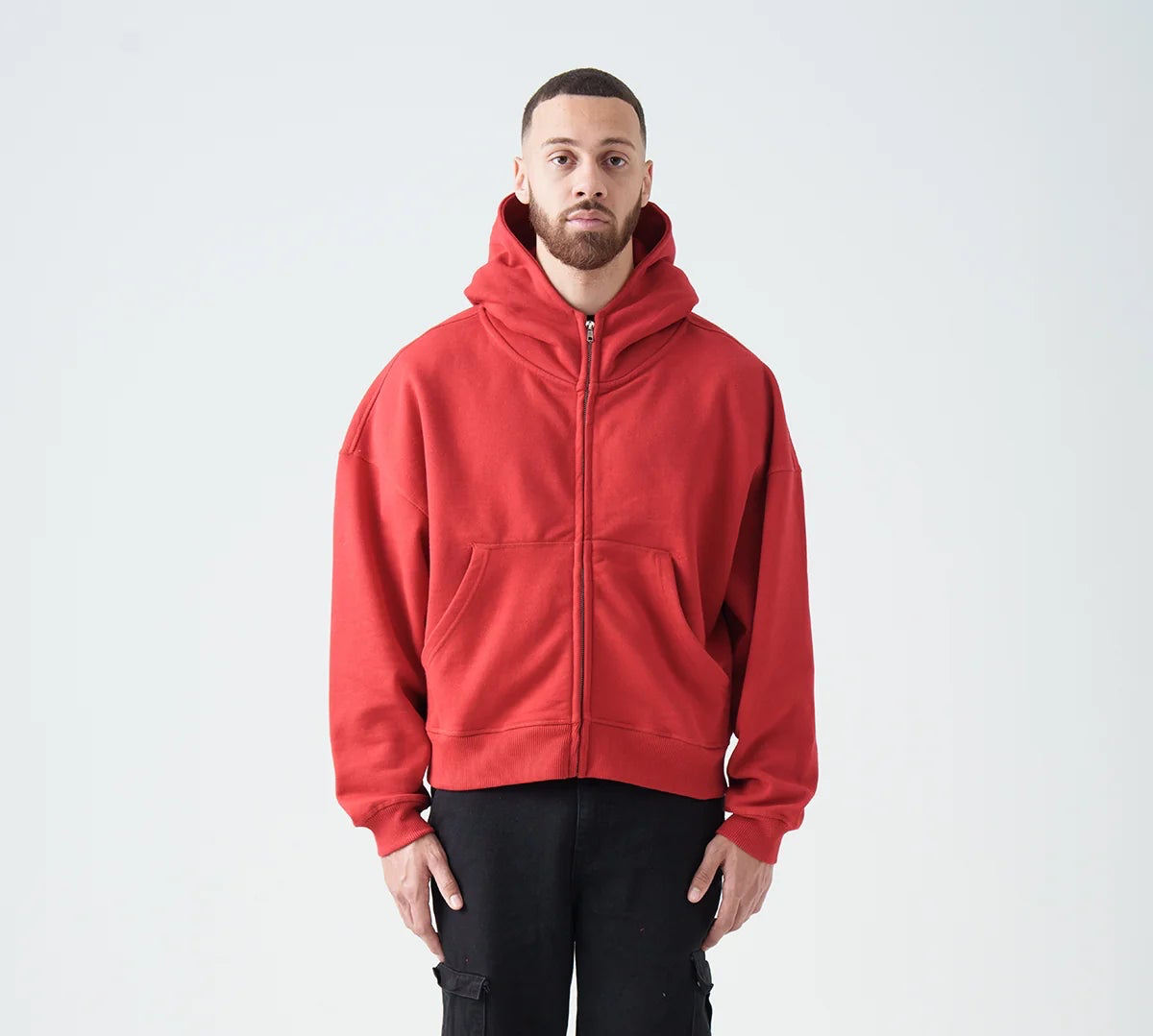 Red 14 OZ Full-Zip Fleece Hoodie