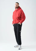 Red Oversized Heavyweight Full-Zip Sweatshirt