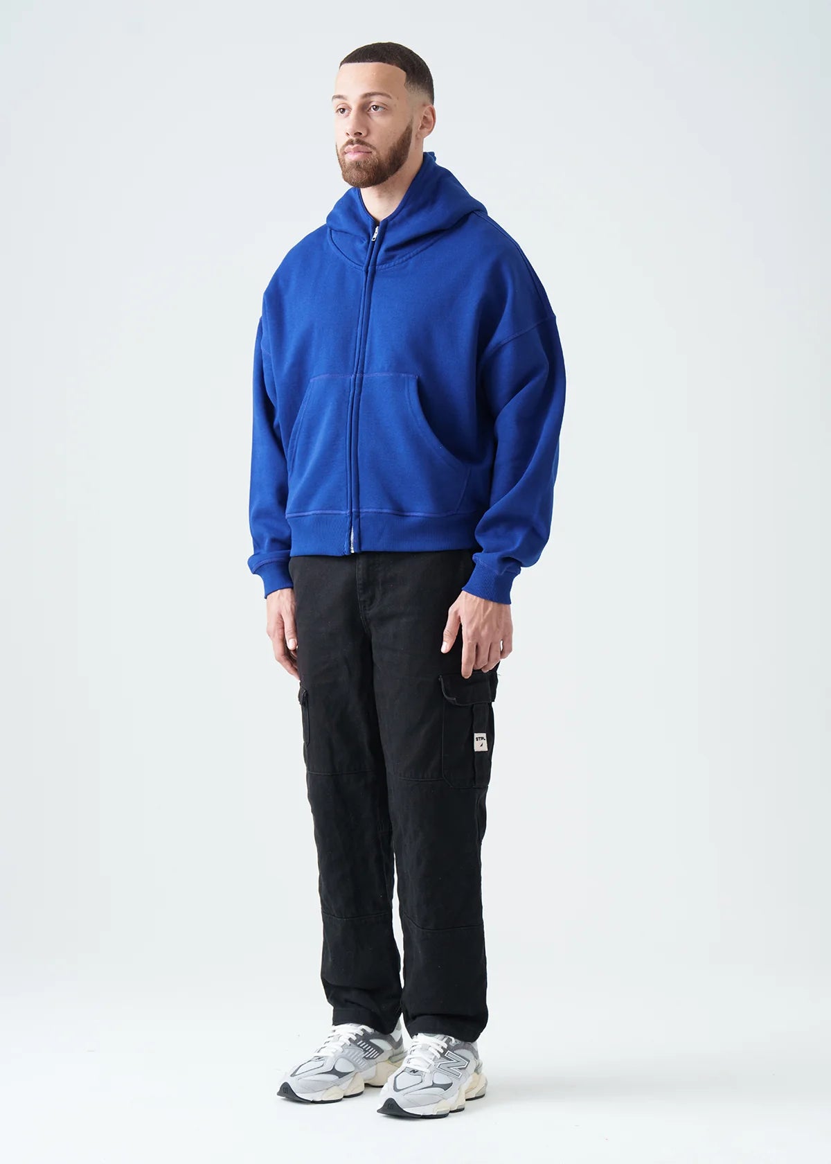 14 OZ Royal Blue Oversized Full-Zip Fleece Hoodie