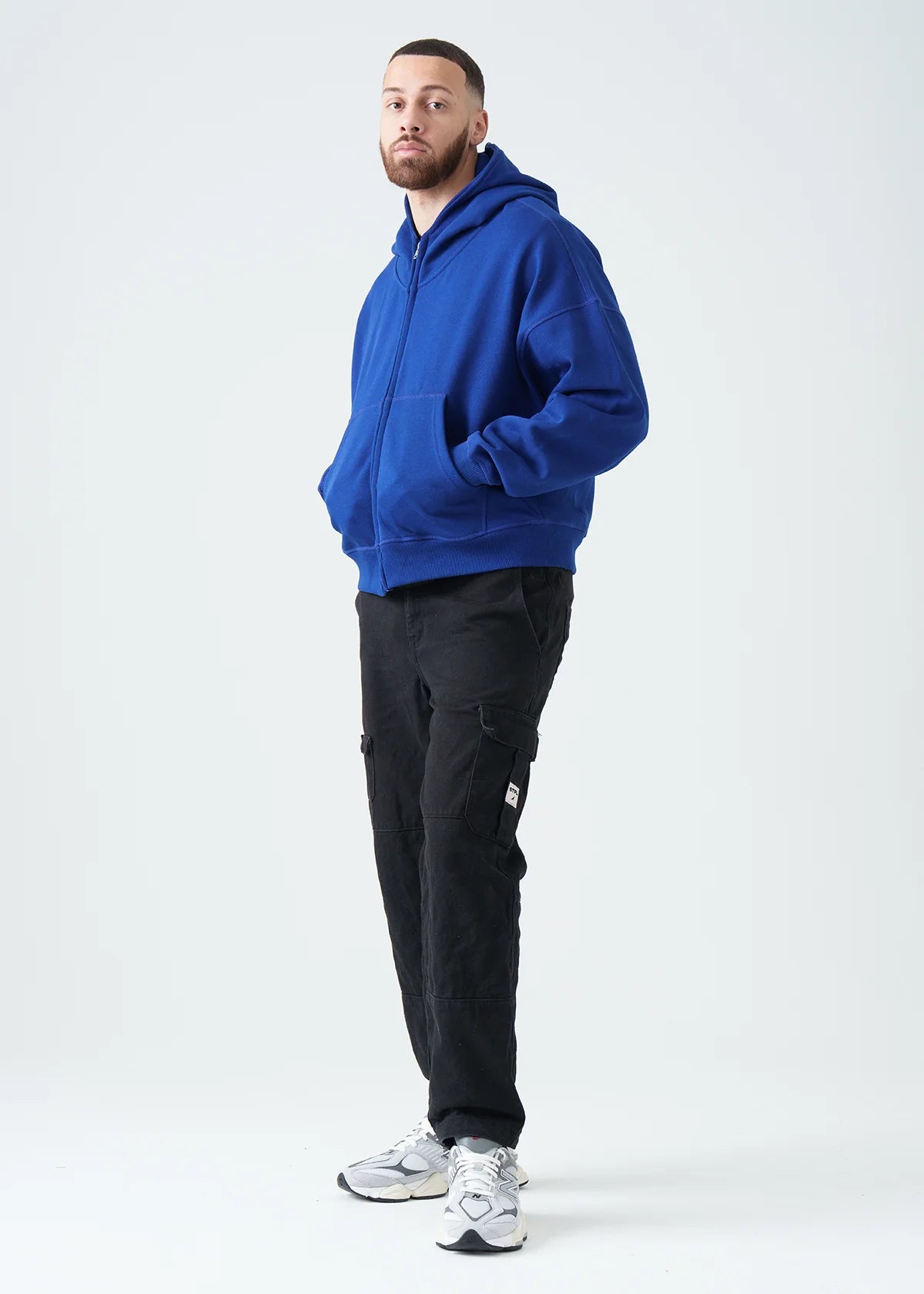 14 OZ Royal Blue Oversized Full-Zip Fleece Hoodie