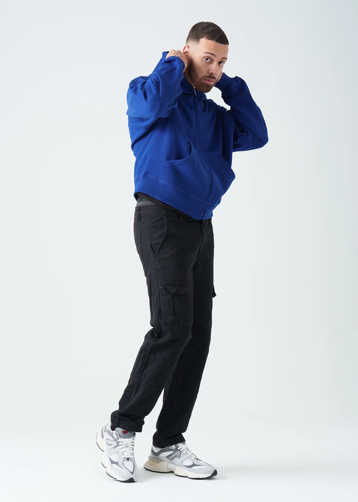 14 OZ Royal Blue Oversized Full-Zip Fleece Hoodie