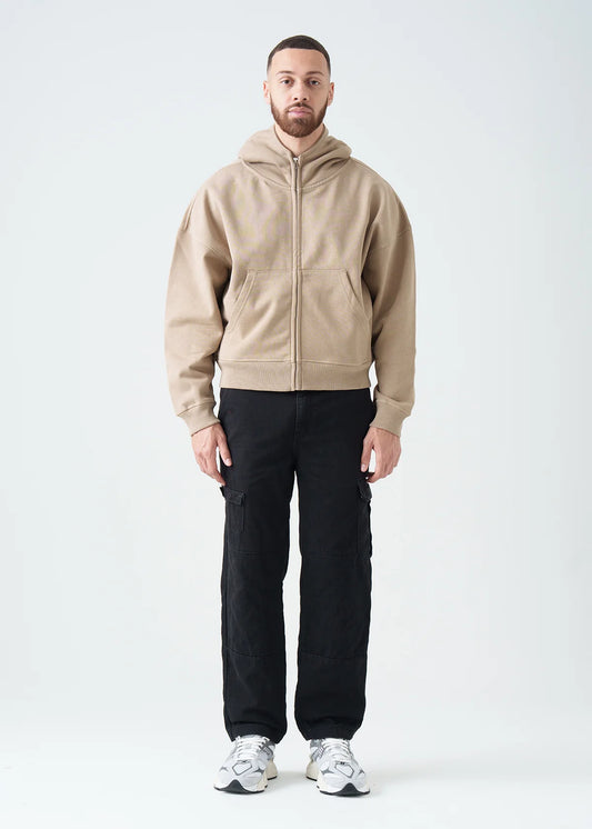 14 OZ Sand Oversized Heavyweight Full-Zip Sweatshirt