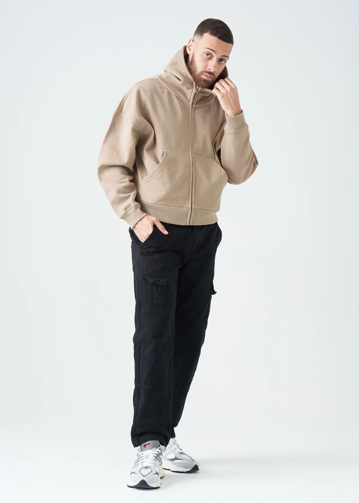 14 OZ Sand Oversized Heavyweight Full-Zip Sweatshirt