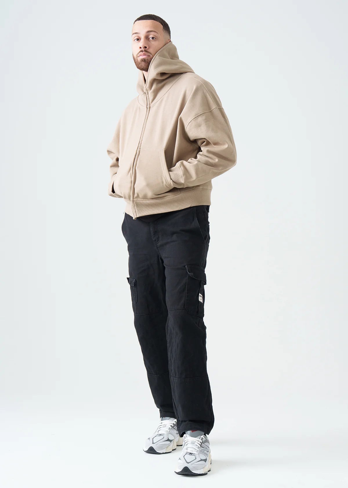 14 OZ Sand Oversized Heavyweight Full-Zip Sweatshirt