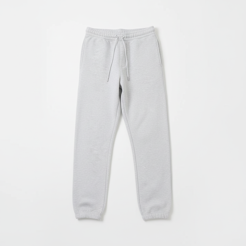 14 OZ Gray Fleece Sweatpants Flat Lay