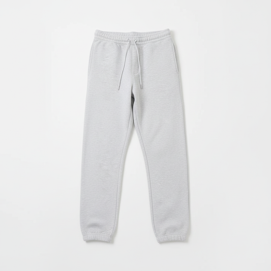 14 OZ Gray Fleece Sweatpants Flat Lay