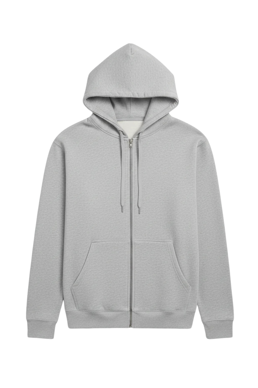 10 OZ Gray Heavyweight Zip-Up Hoodie