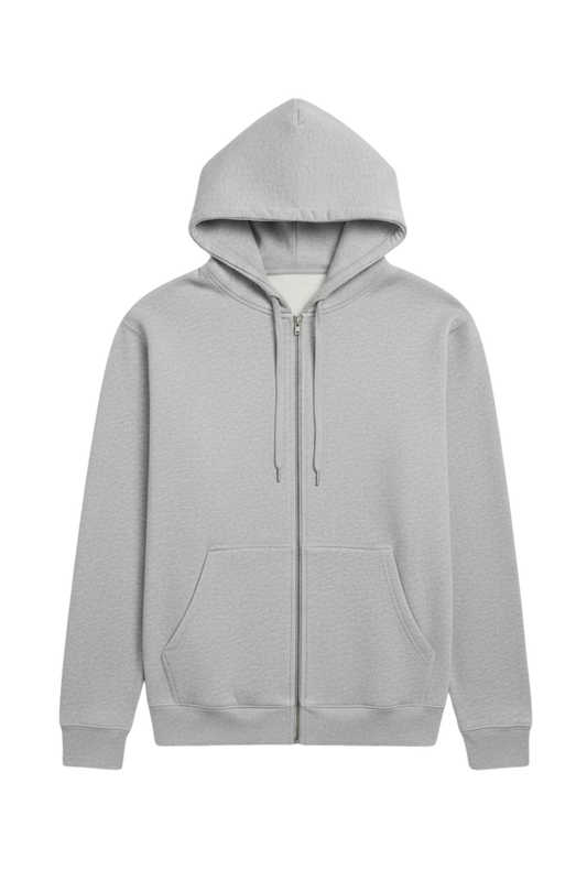 10 OZ Gray Heavyweight Zip-Up Hoodie