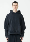 14 OZ Black Washed French Terry Oversized Distressed Hoodie