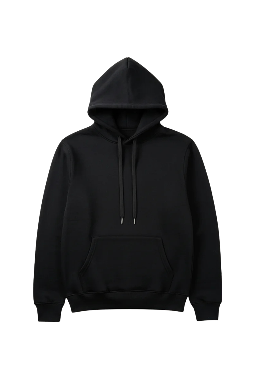 12 OZ Black Tight Fleece Hooded Sweatshirt