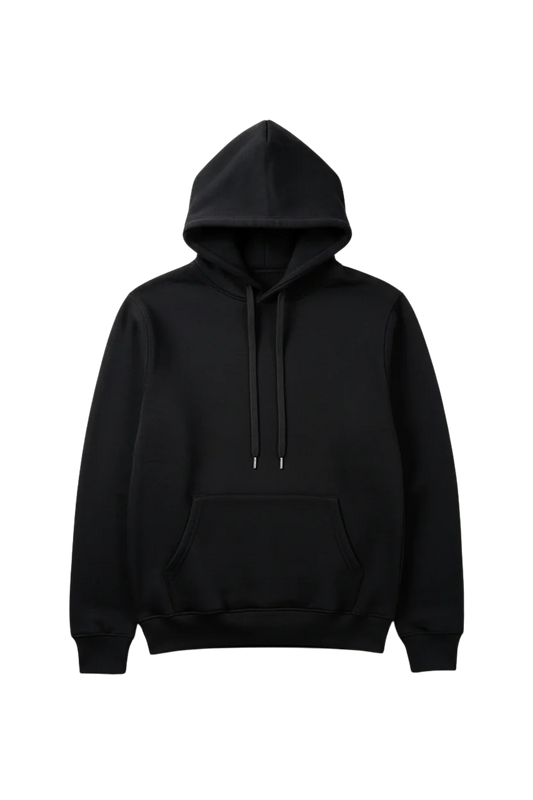 12 OZ Black Tight Fleece Hooded Sweatshirt