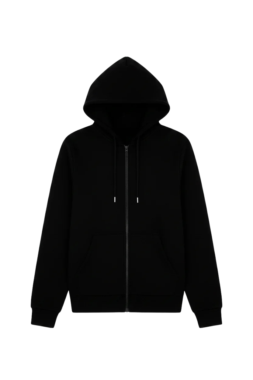 10 OZ Black Heavyweight Zip-Up Hoodie