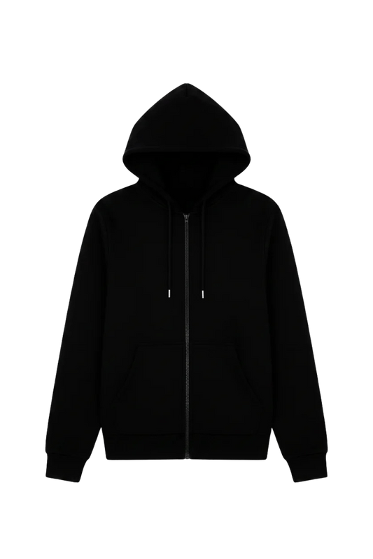 10 OZ Black Heavyweight Zip-Up Hoodie