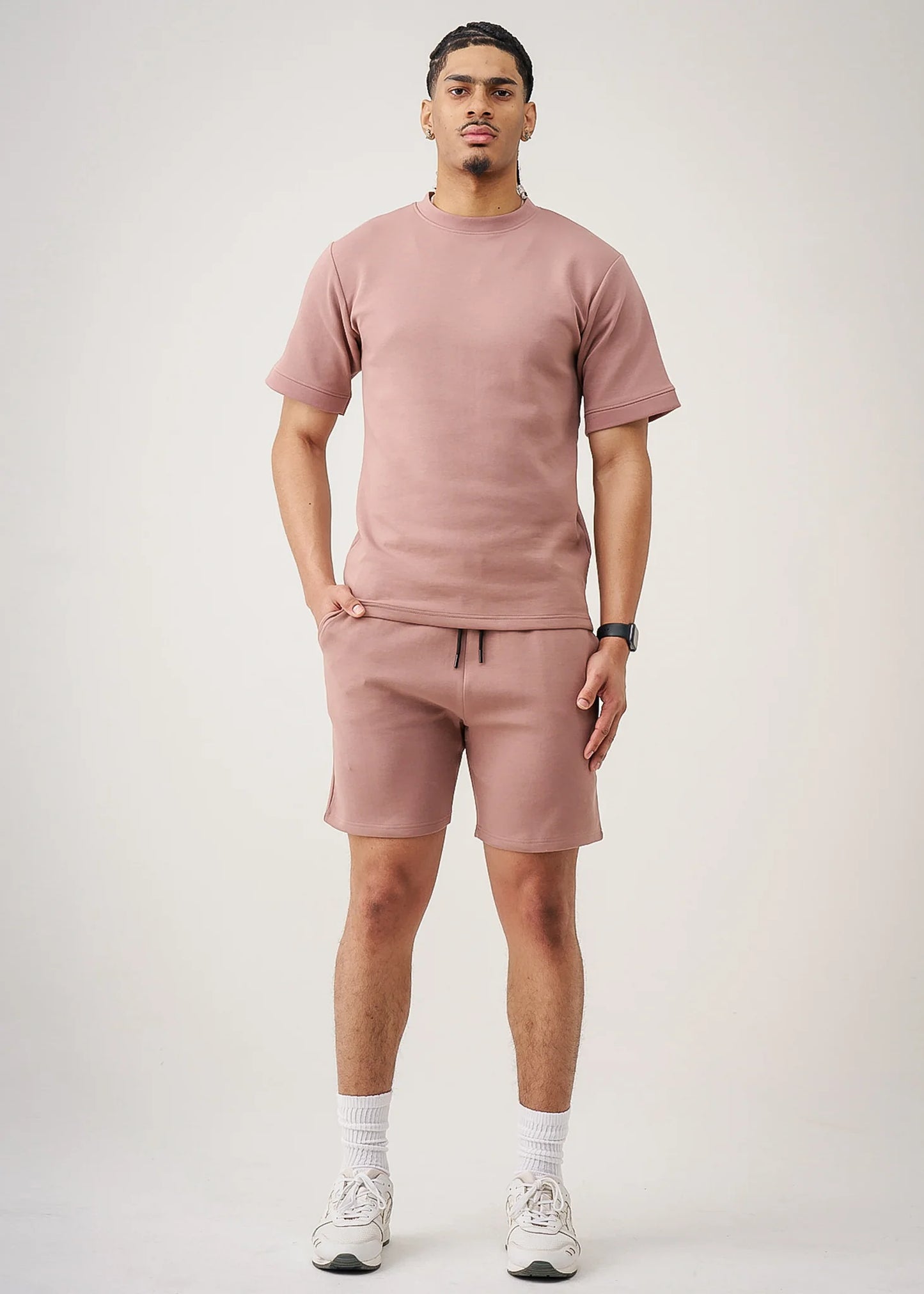 Pink 12 Ounce Heatguard Interlock Lycra T-Shirt Short Set