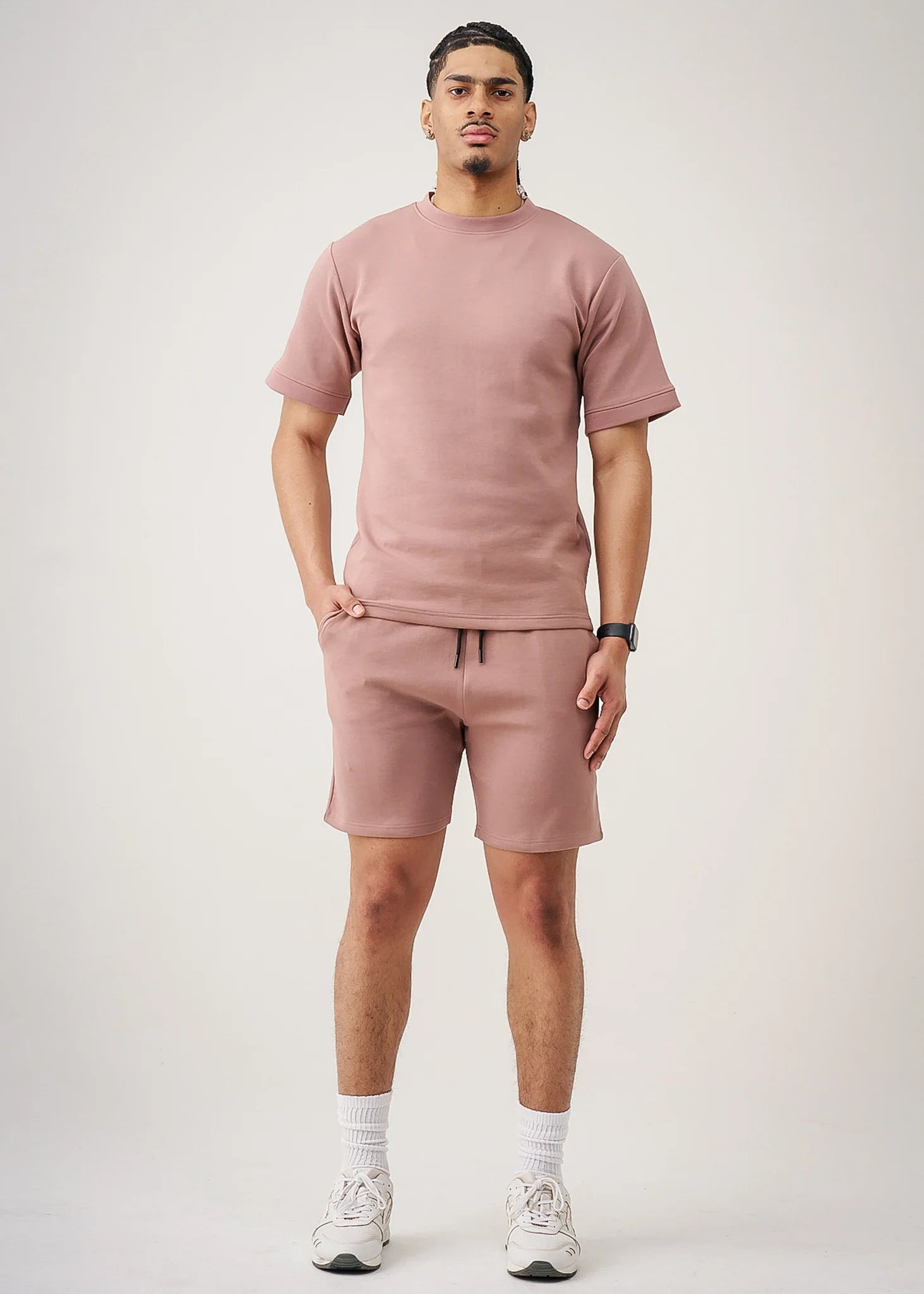 12 OZ Pink Heatguard Interlock Lycra T-Shirt Short Set