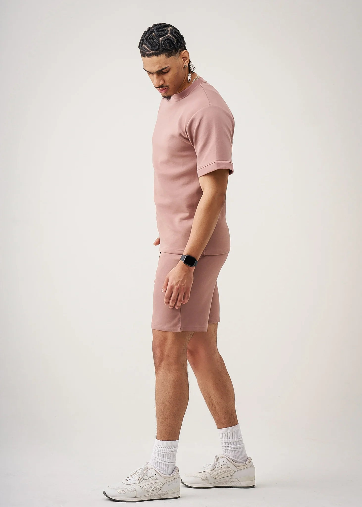 12 OZ Pink Heatguard Interlock Lycra T-Shirt Short Set