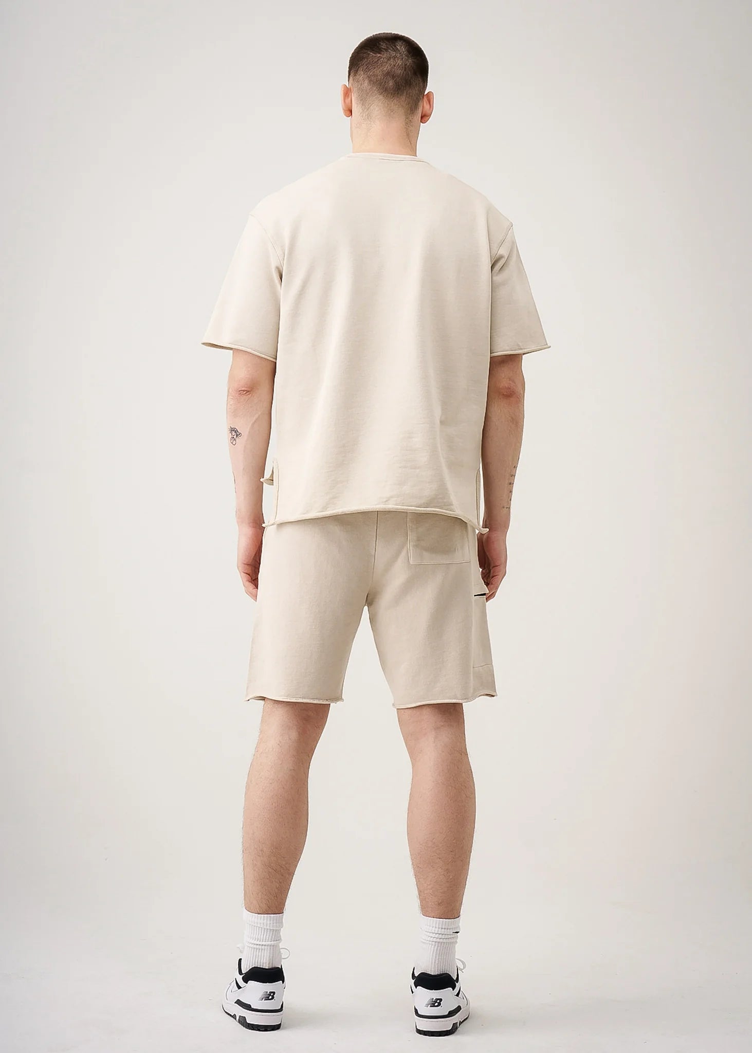 11 OZ Sand French Terry Garment Dye Raw Edge Short Set