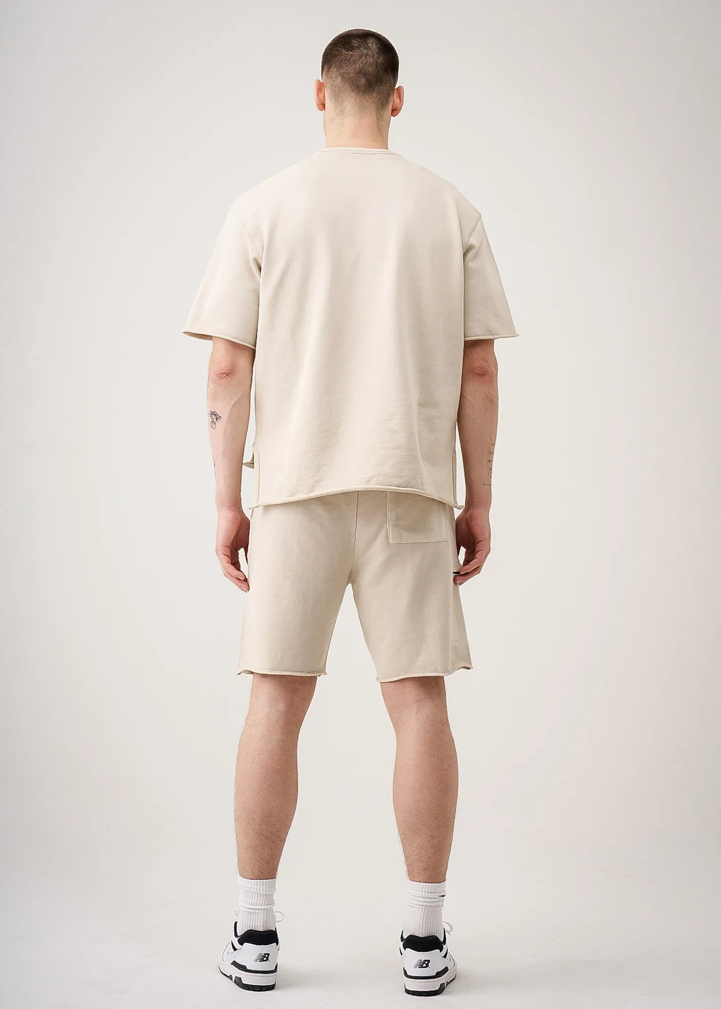 11 OZ Sand French Terry Garment Dye Raw Edge Short Set