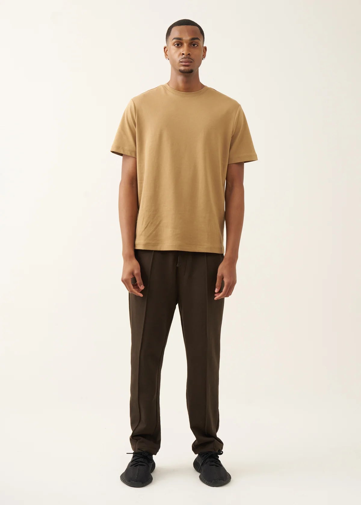 10 OZ Brown 3D Stitch Open Bottom Fleece Sweatpant