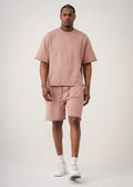 Pink 11 Ounce French Terry Garment Dye Raw Edge Short Set