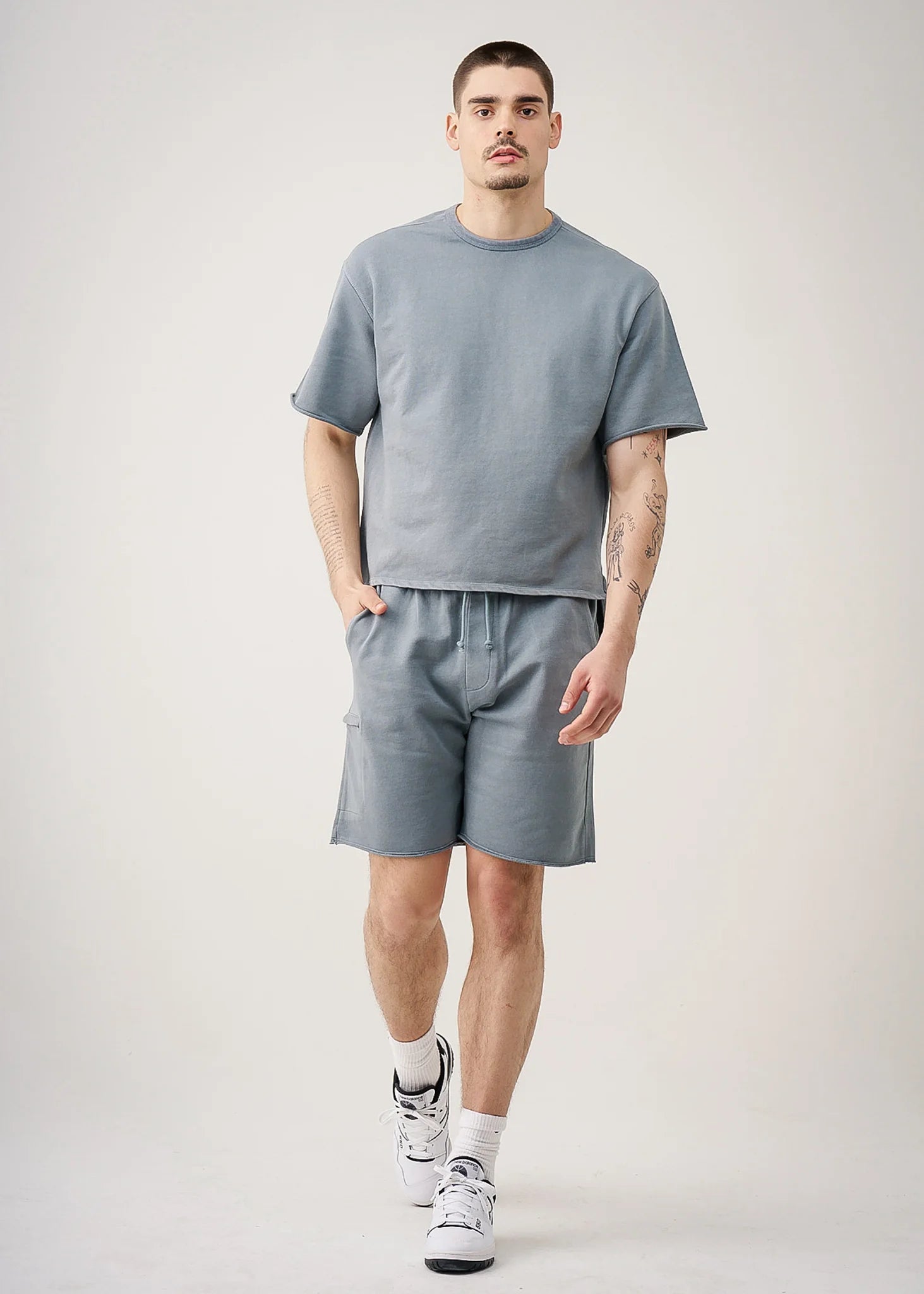 11 OZ Sage French Terry Garment Dye Raw Edge Short Set