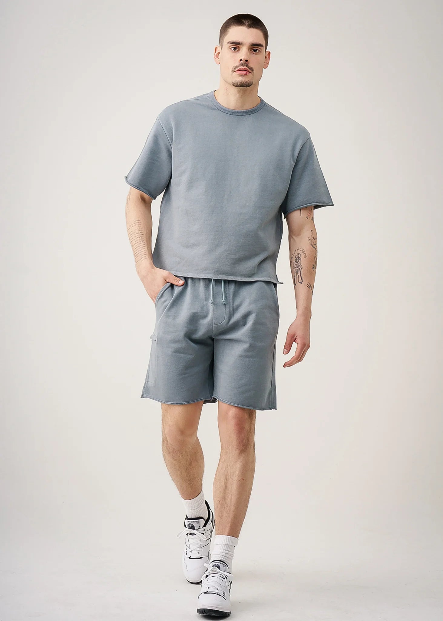 11 OZ Sage French Terry Garment Dye Raw Edge Short Set
