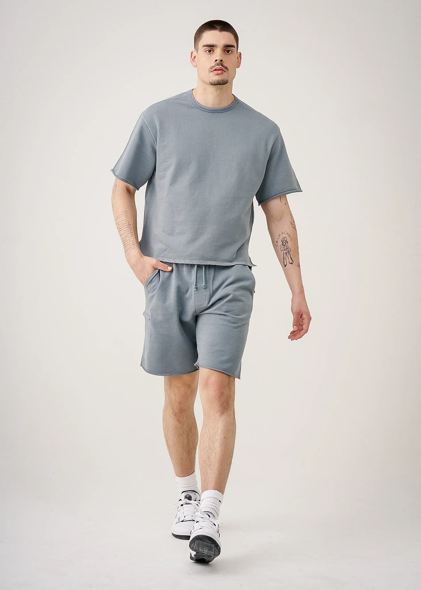 11 OZ Sage French Terry Garment Dye Raw Edge Short Set