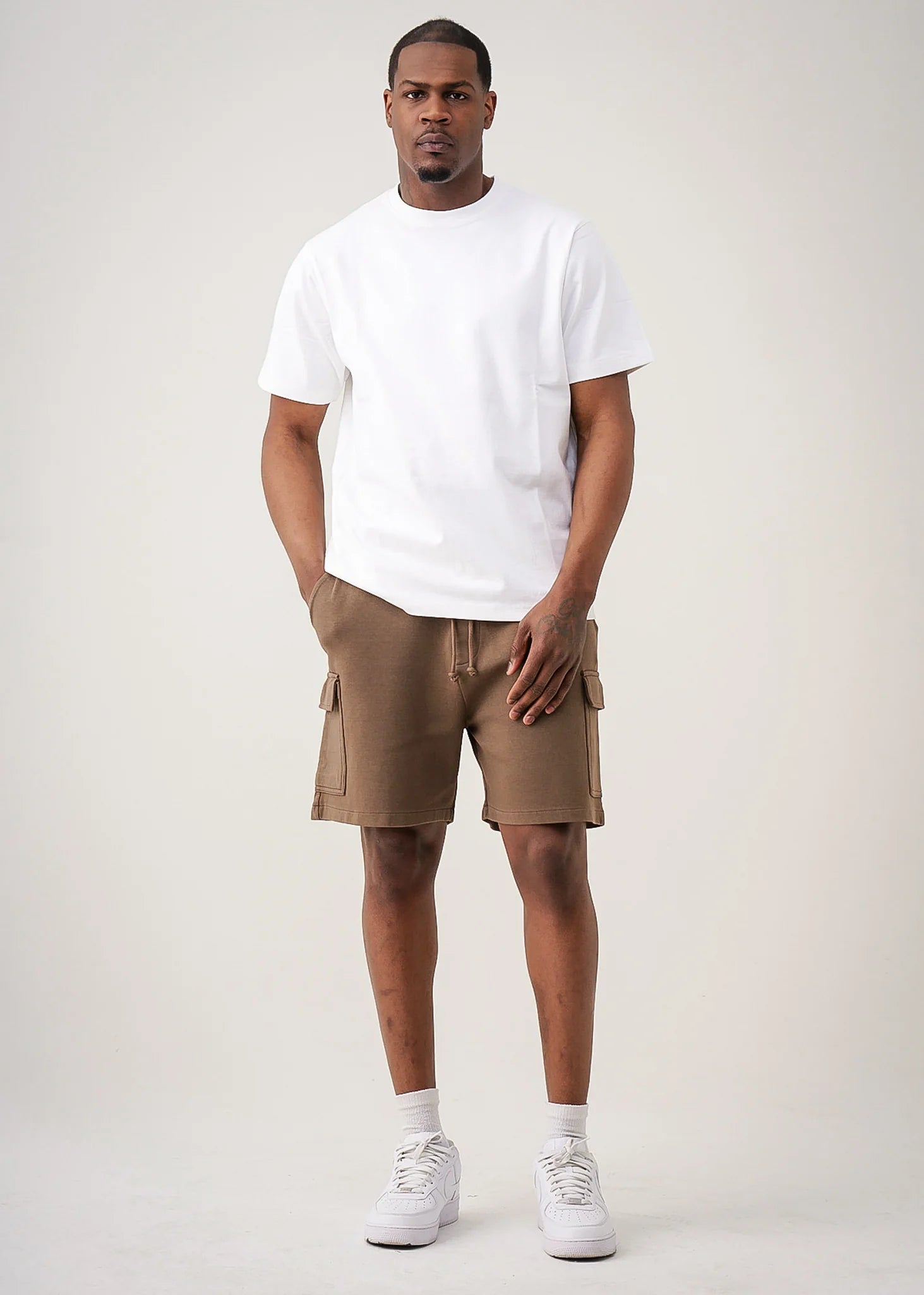 14 OZ Brown Garment Dye Interlock Cargo Short