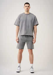 11 OZ Gray French Terry Garment Dye Raw Edge Short Set