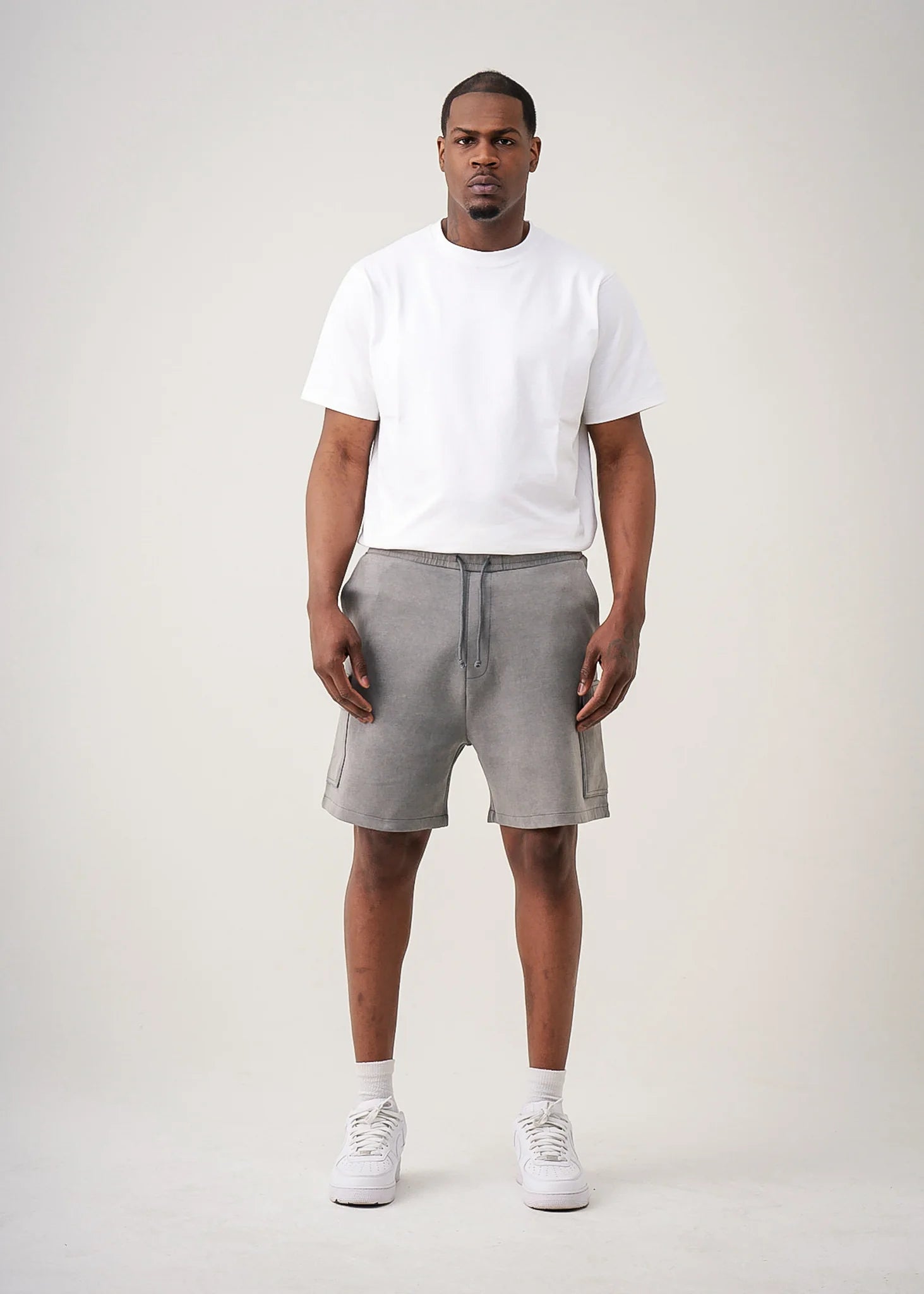 14 OZ Gray Garment Dye Interlock Cargo Short