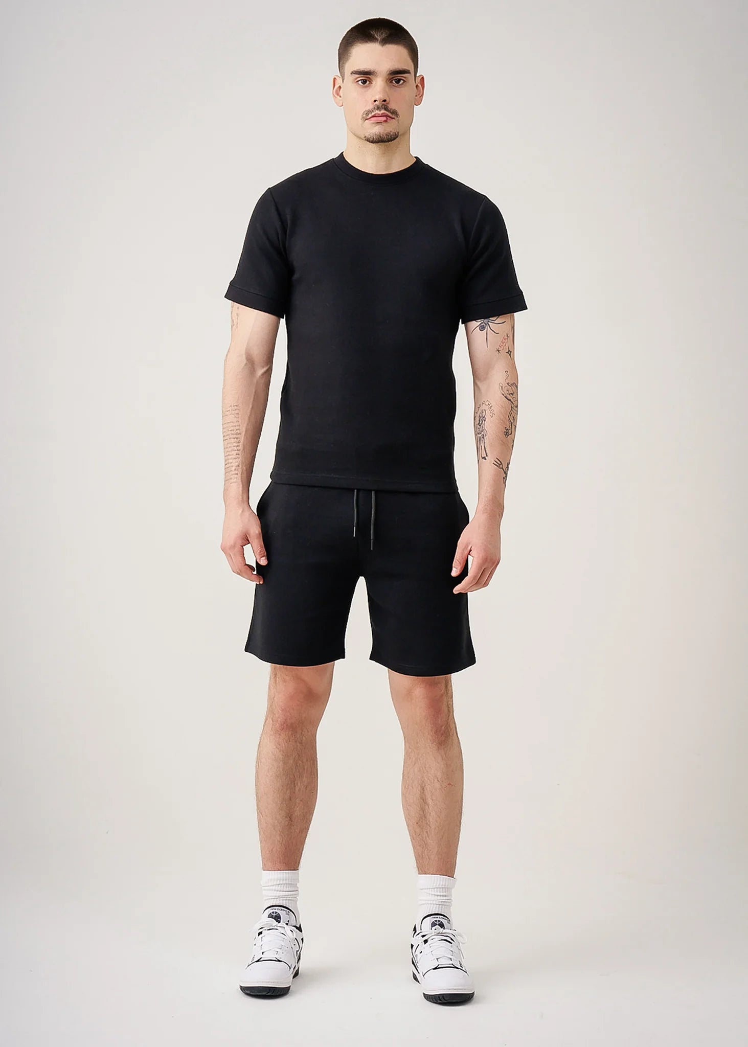 12 OZ Black Heatguard Interlock Lycra T-Shirt Short Set