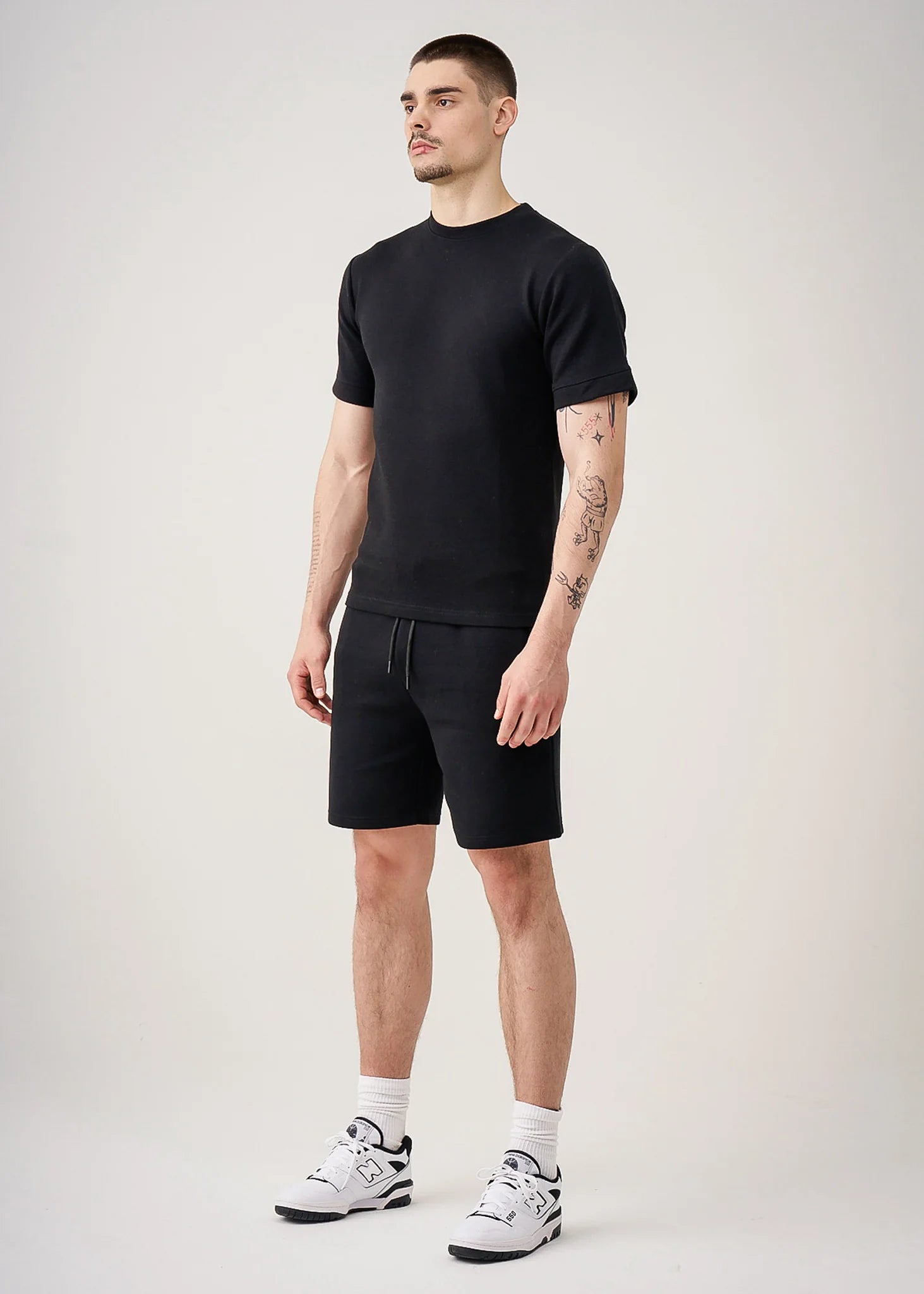 12 OZ Black Heatguard Interlock Lycra T-Shirt Short Set