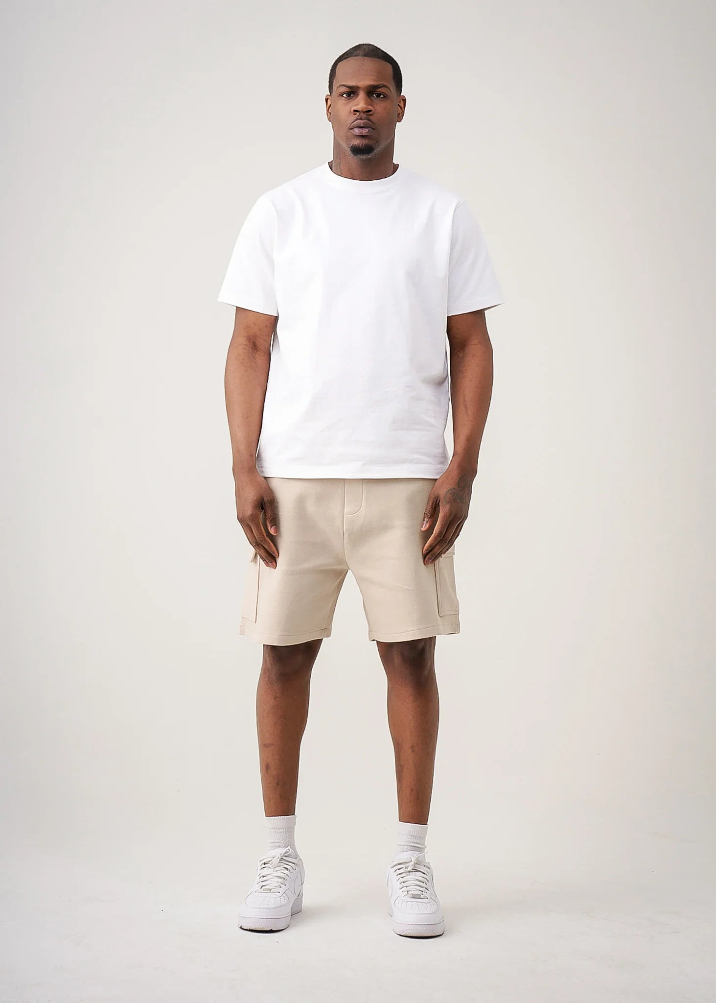14 OZ Beige Garment Dye Interlock Cargo Short