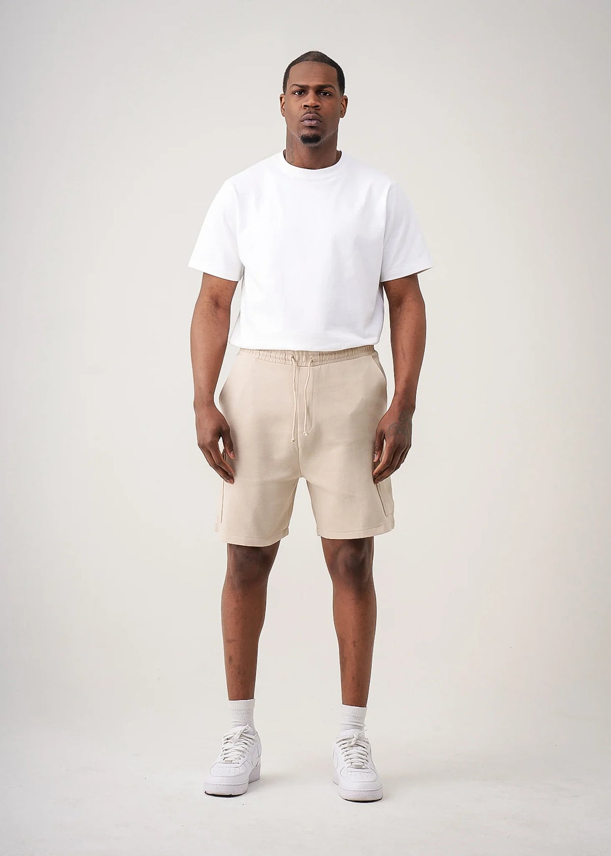 14 OZ Beige Garment Dye Interlock Cargo Short