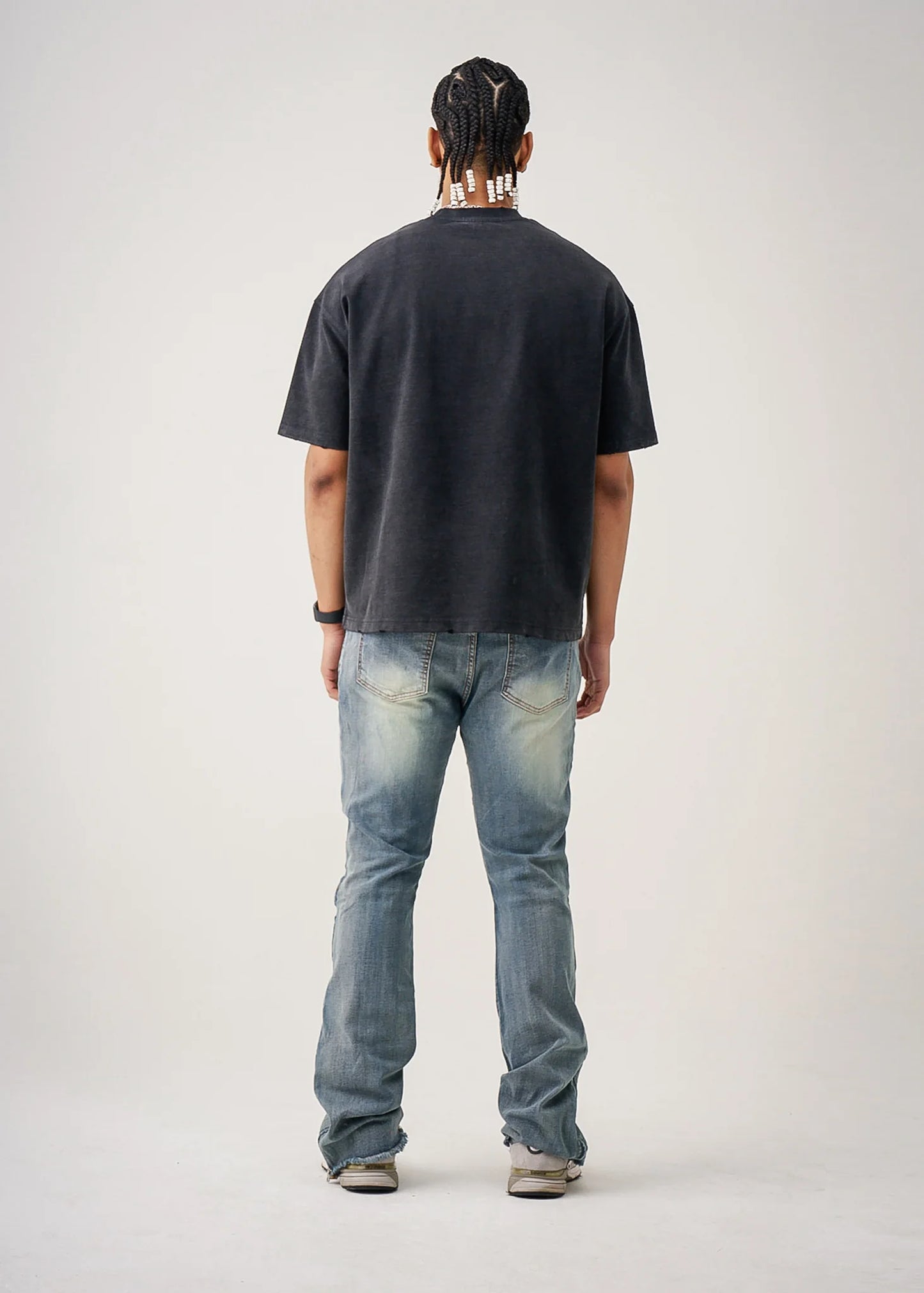 Black 10 oz Oversized Garment Dye French Terry Distressed T-Shirt