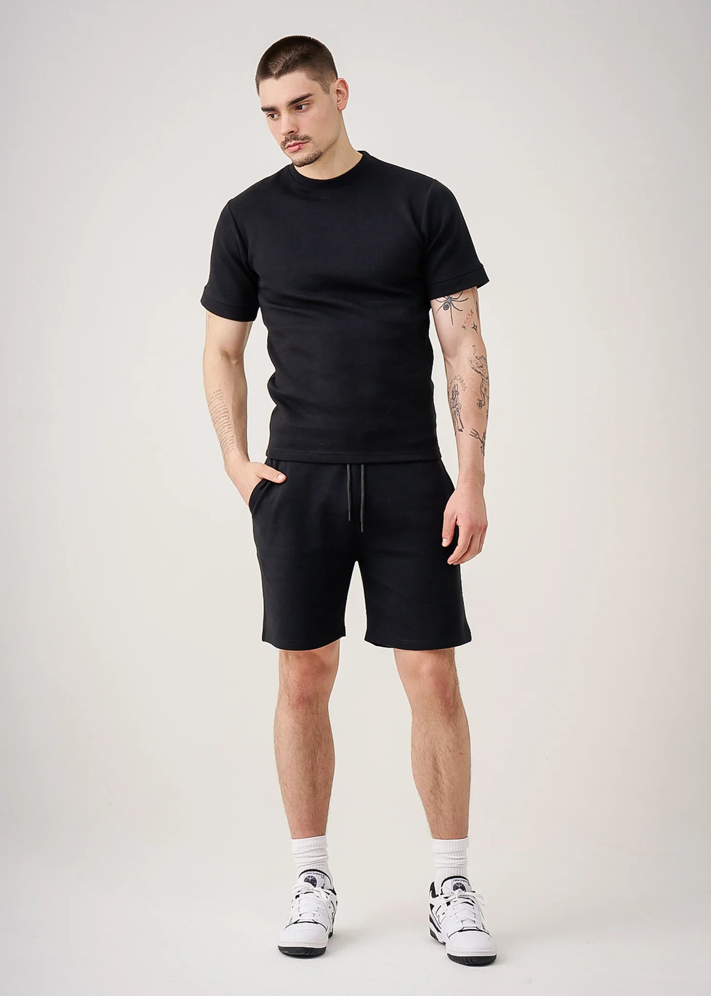 12 OZ Black Heatguard Interlock Lycra T-Shirt Short Set