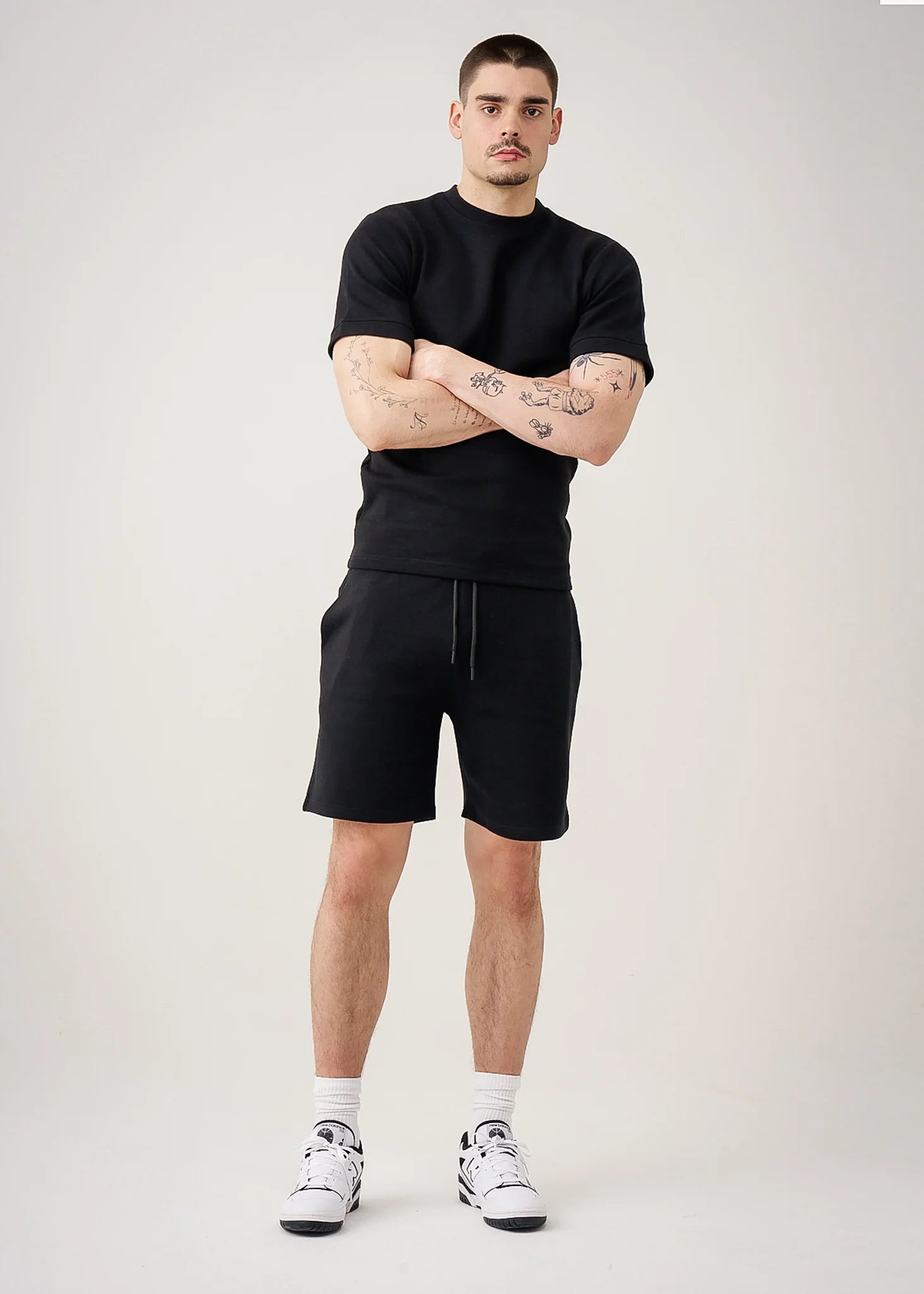 12 OZ Black Heatguard Interlock Lycra T-Shirt Short Set