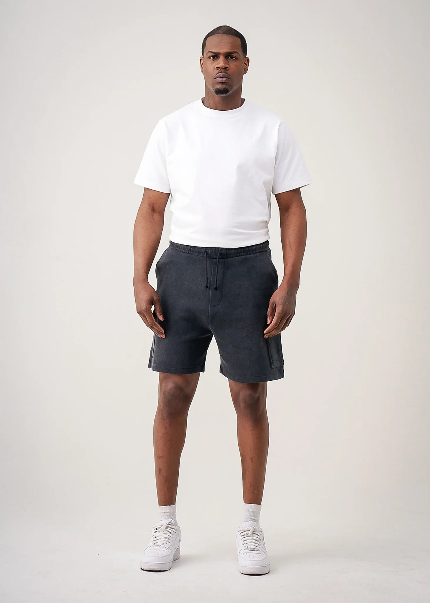 14 OZ Black Garment Dye Interlock Cargo Short