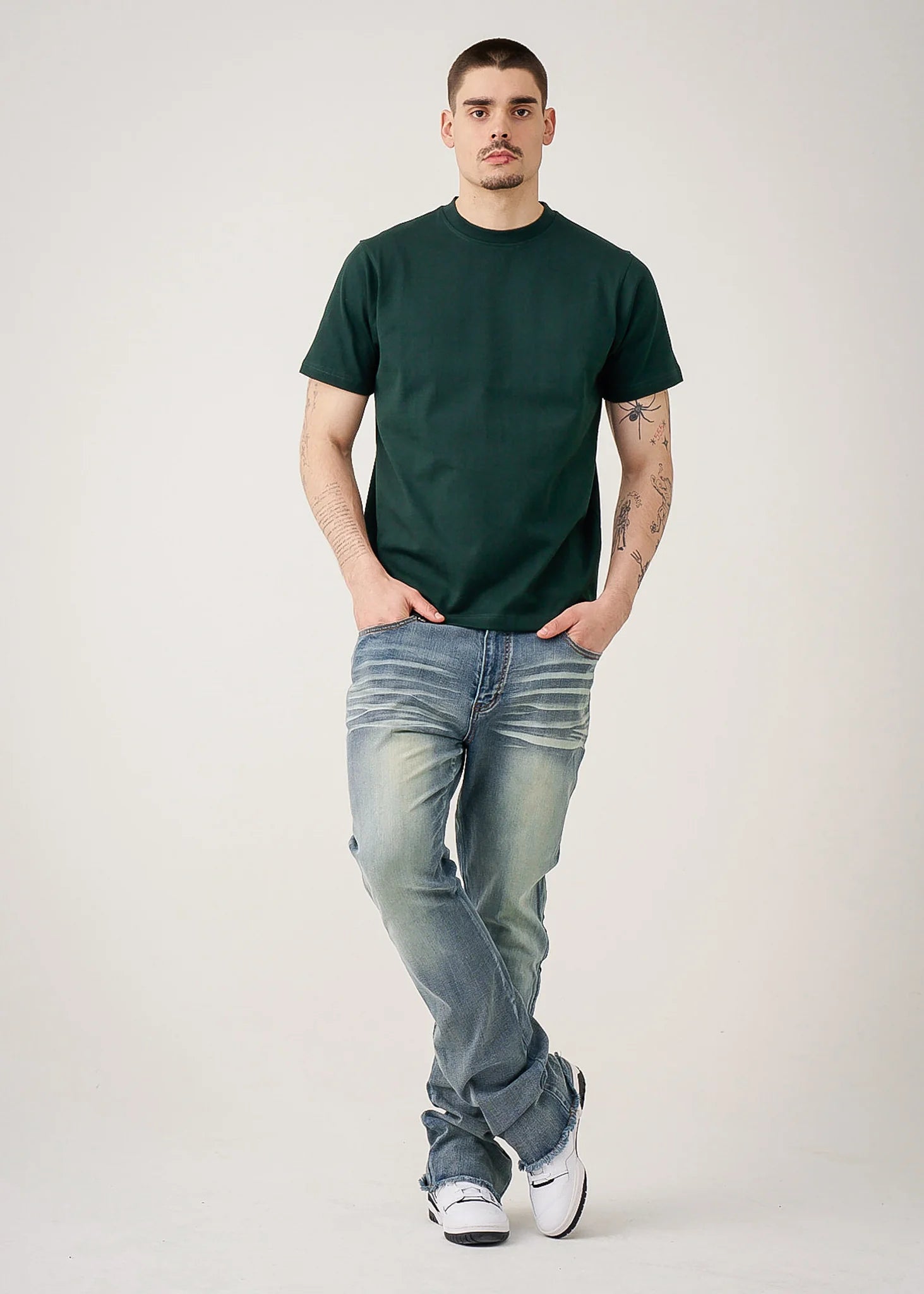 10 OZ Dark Green Heavyweight Cotton T-Shirt