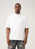 10 OZ White Oversized Garment Dye French Terry Distressed T-Shirt