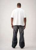 White 10 oz Oversized Garment Dye French Terry Distressed T-Shirt