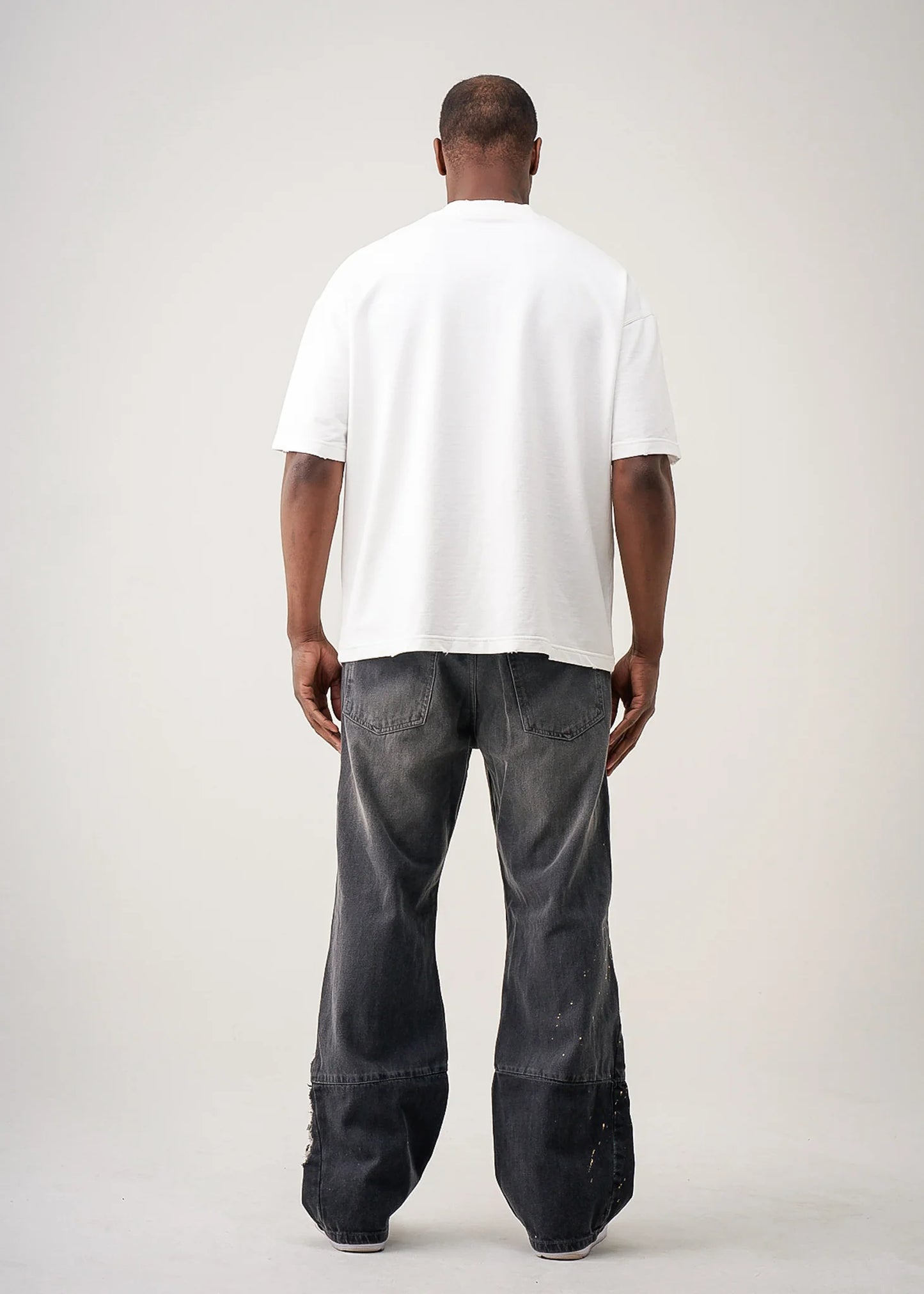 White 10 oz Oversized Garment Dye French Terry Distressed T-Shirt
